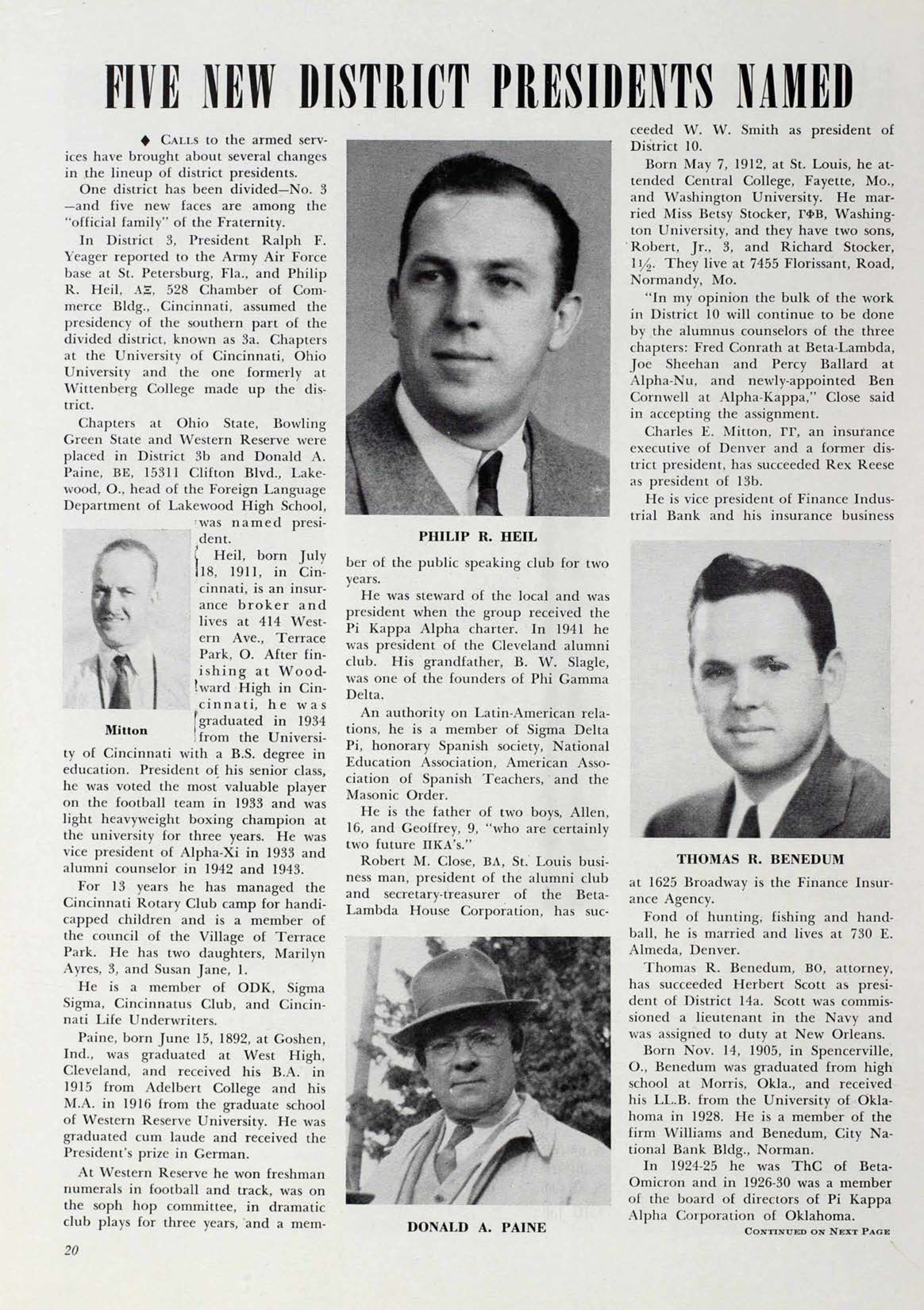 Five New District Presidents Named